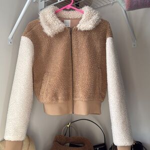 Fuzzy bomber jacket
